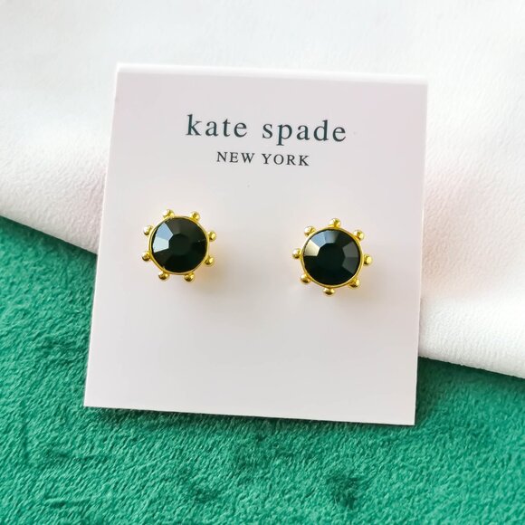 kate spade Jewelry - KATE SPADE Flying Colors Bezel Gold Jet Stud Earrings NEW